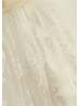 Ivory Satin Lace Knee Length Flower Girl Dress